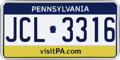 PA license plate JCL3316