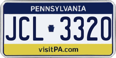 PA license plate JCL3320