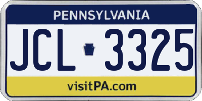 PA license plate JCL3325