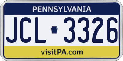 PA license plate JCL3326