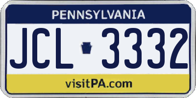 PA license plate JCL3332