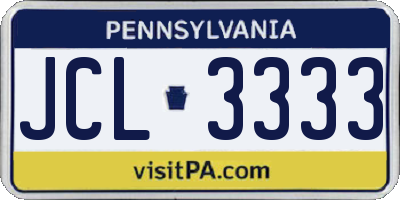 PA license plate JCL3333