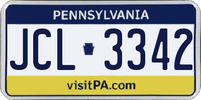PA license plate JCL3342