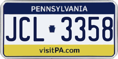 PA license plate JCL3358