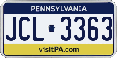 PA license plate JCL3363