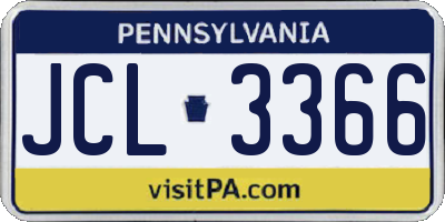 PA license plate JCL3366