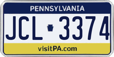 PA license plate JCL3374