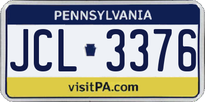 PA license plate JCL3376