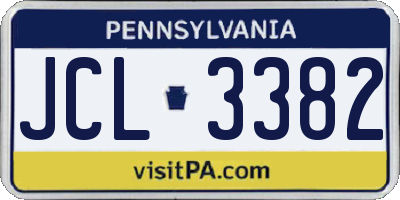 PA license plate JCL3382