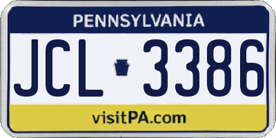 PA license plate JCL3386