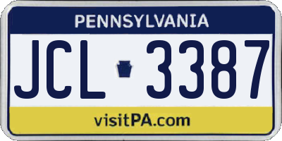 PA license plate JCL3387