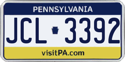 PA license plate JCL3392