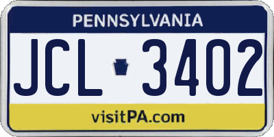 PA license plate JCL3402