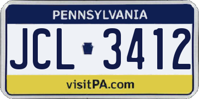 PA license plate JCL3412