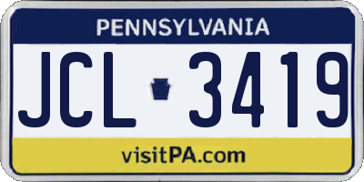 PA license plate JCL3419