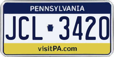 PA license plate JCL3420