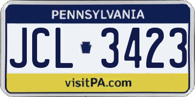 PA license plate JCL3423