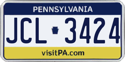 PA license plate JCL3424