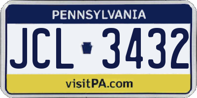 PA license plate JCL3432