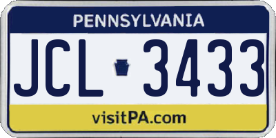PA license plate JCL3433
