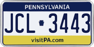 PA license plate JCL3443