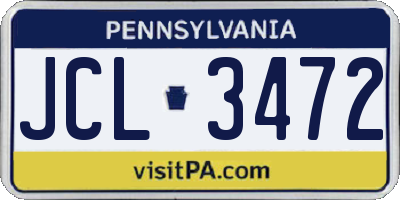 PA license plate JCL3472