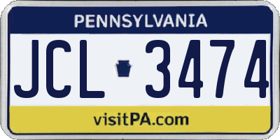 PA license plate JCL3474