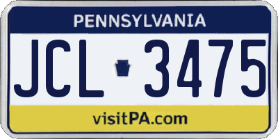 PA license plate JCL3475