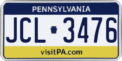 PA license plate JCL3476