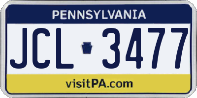 PA license plate JCL3477