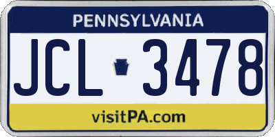 PA license plate JCL3478