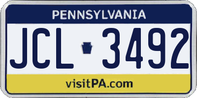 PA license plate JCL3492