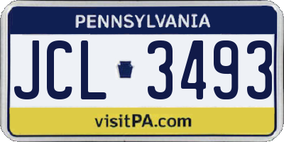 PA license plate JCL3493
