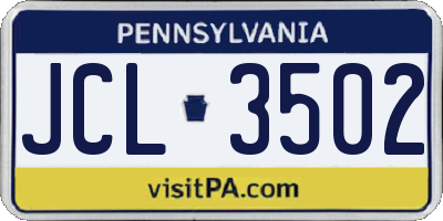 PA license plate JCL3502