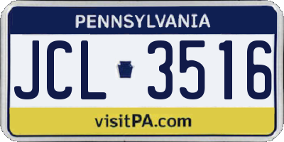 PA license plate JCL3516