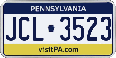 PA license plate JCL3523