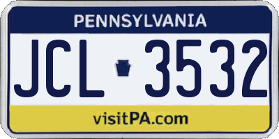 PA license plate JCL3532