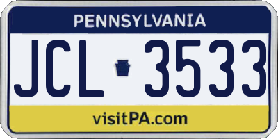PA license plate JCL3533