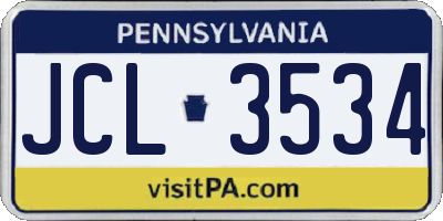 PA license plate JCL3534