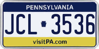 PA license plate JCL3536