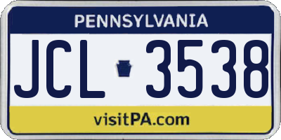 PA license plate JCL3538