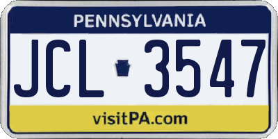 PA license plate JCL3547