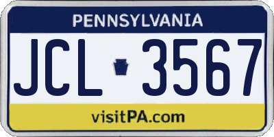 PA license plate JCL3567