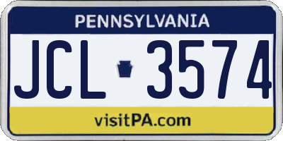 PA license plate JCL3574