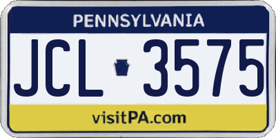 PA license plate JCL3575