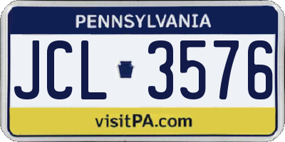 PA license plate JCL3576