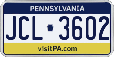 PA license plate JCL3602