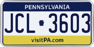 PA license plate JCL3603