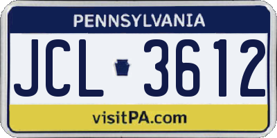 PA license plate JCL3612