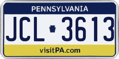 PA license plate JCL3613